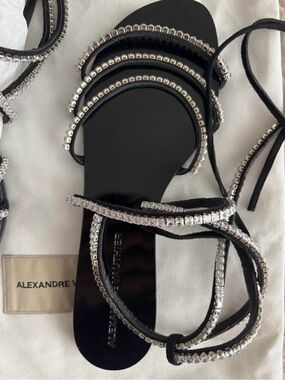 Alexandre Vauthier Black Crystal-Strap Lace-Up Sandals